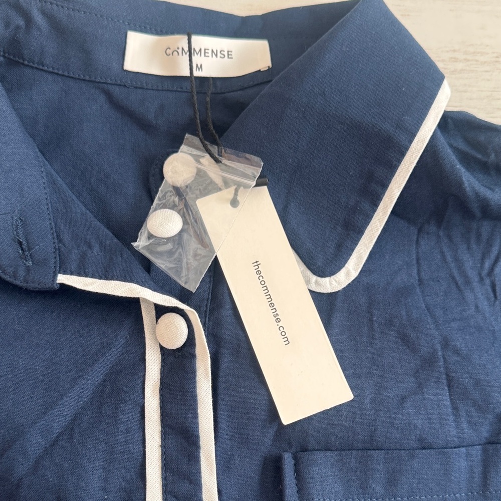 Commense Navy Shirt and High Rise Shorts with White Piping - Picture 3 of 5